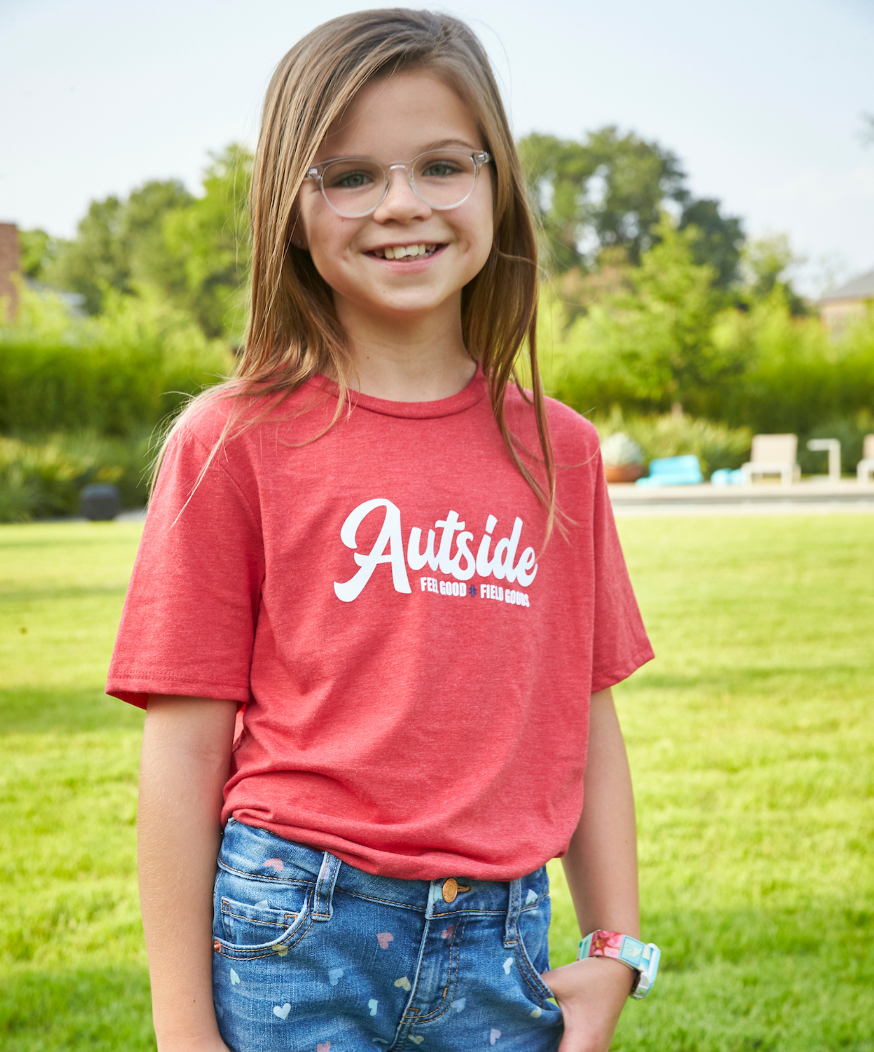 Autside Script Youth Tee - Heather Red / White