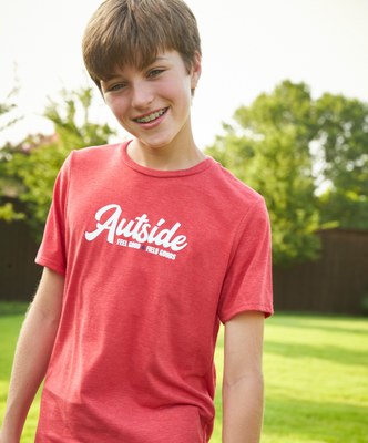 Load image into Gallery viewer, Autside Script Youth Tee - Heather Red / White