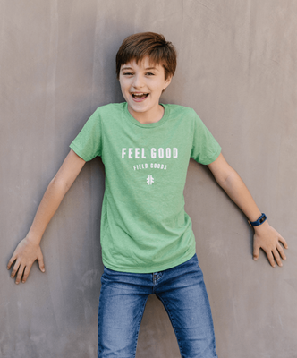 Load image into Gallery viewer, Feel Good Field Goods Youth Tee - Heather Green / White