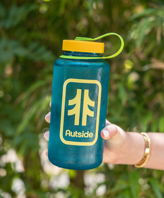Load image into Gallery viewer, Autside Nalgene Water Bottle - Cerulean Blue / Sunflower-Kiwi Cap