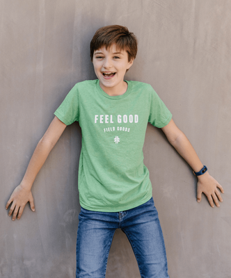 Load image into Gallery viewer, Feel Good Field Goods Youth Tee - Heather Green / White
