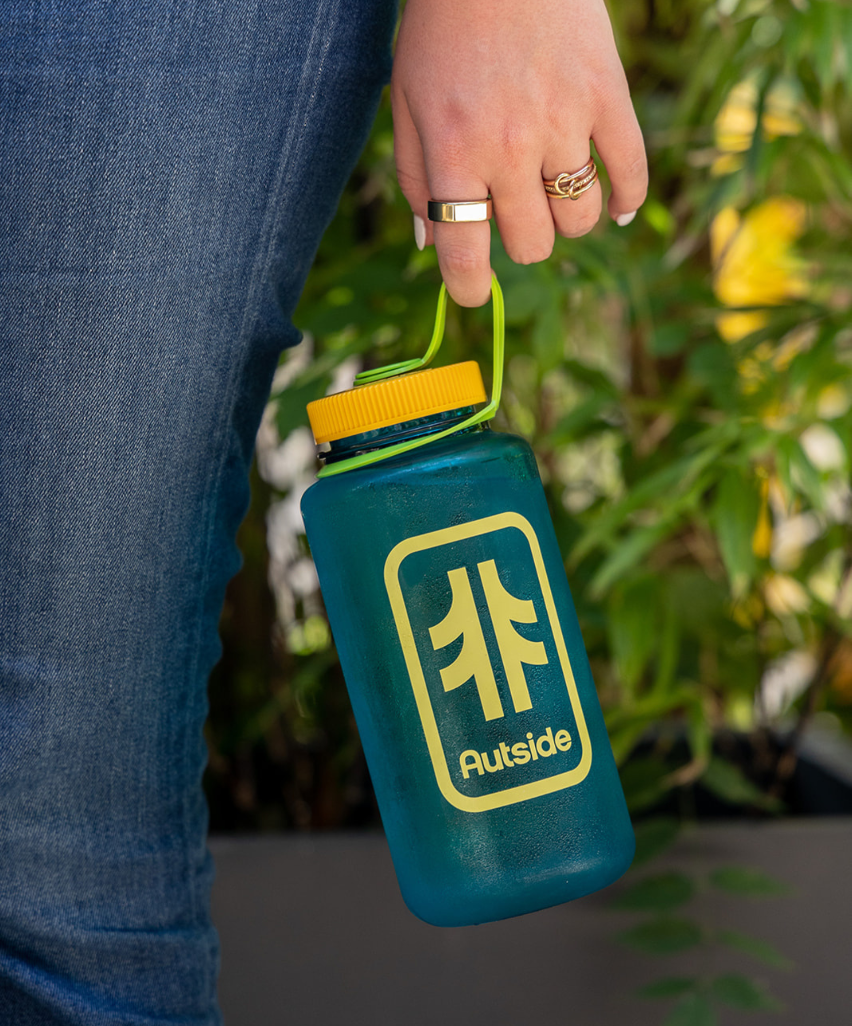 Autside Nalgene Water Bottle - Cerulean Blue / Sunflower-Kiwi Cap