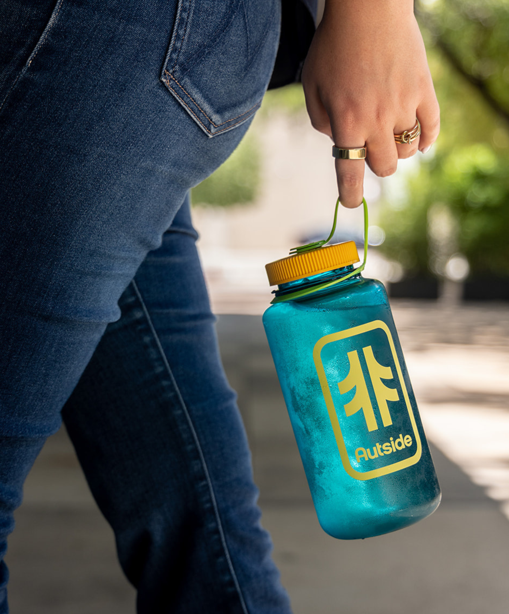Autside Nalgene Water Bottle - Cerulean Blue / Sunflower-Kiwi Cap